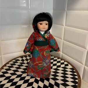 Elegant Kimono Doll with Black Hair
